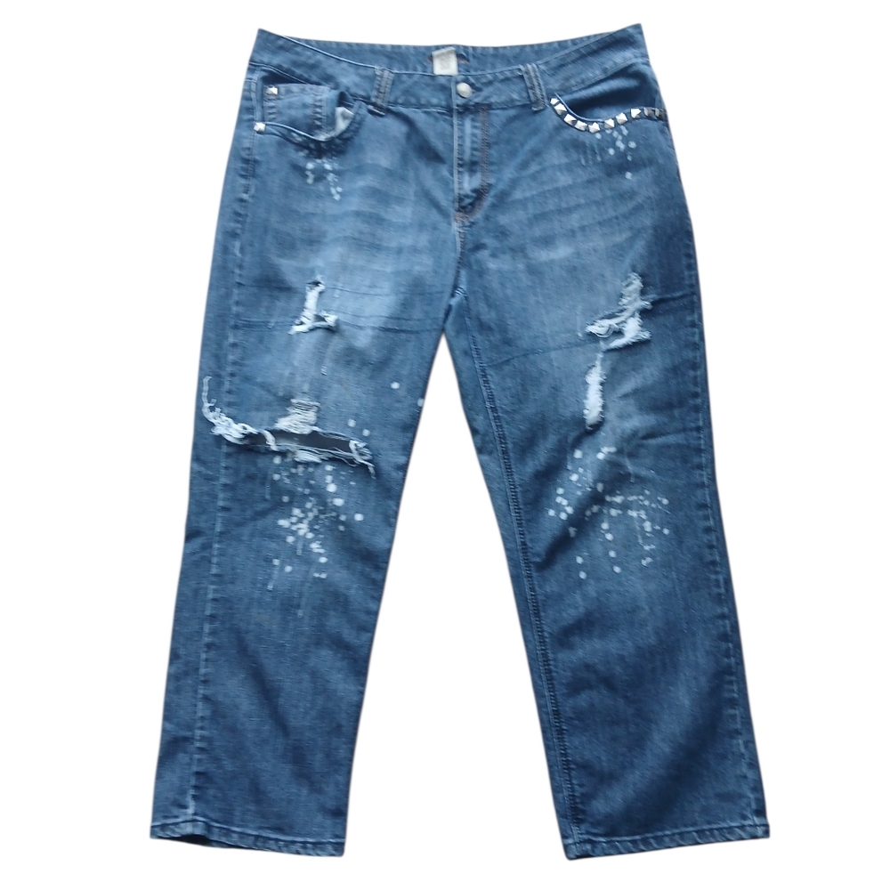Apollo Jeans Women's Size 19/20 Relaxed Fit Distressed Denim